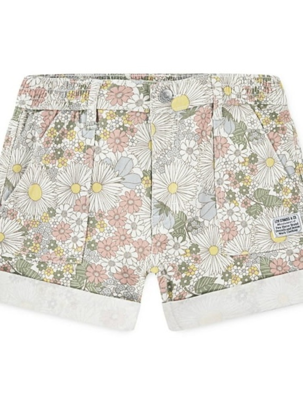 Levi's Girls Daisy Floral Print Denim Shorts Size S 6 6X 70s Boho Retro